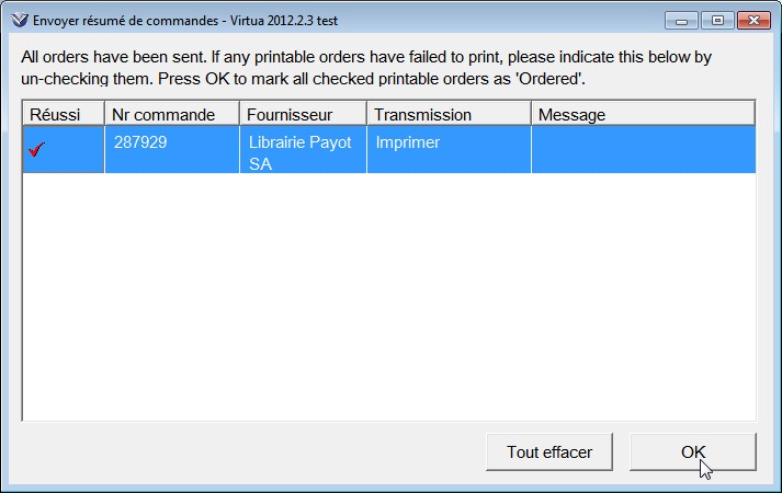 Envoyer rsum commandes