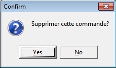 Confirmation suppression commande